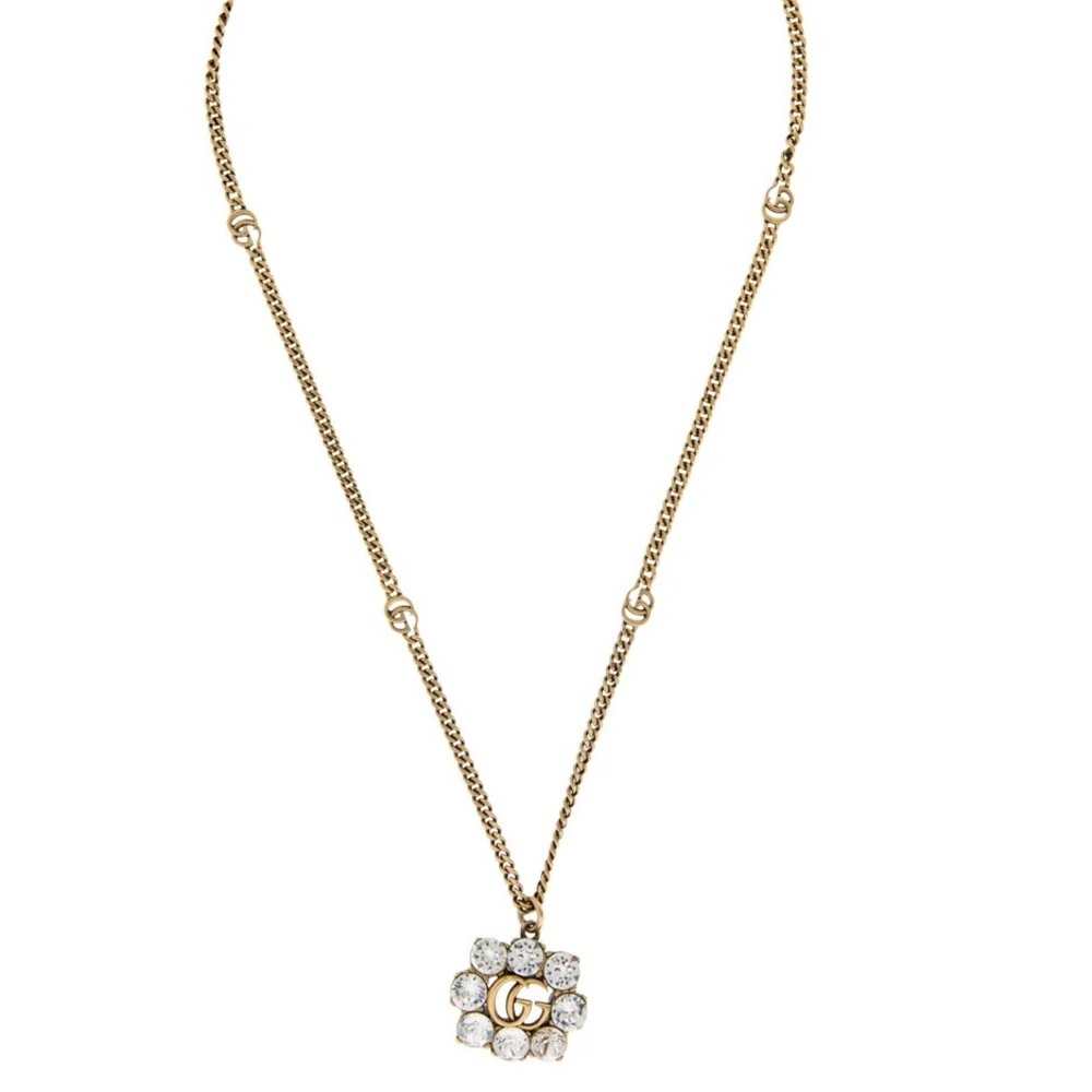 Gucci Gold Necklace with Crystal Pendant